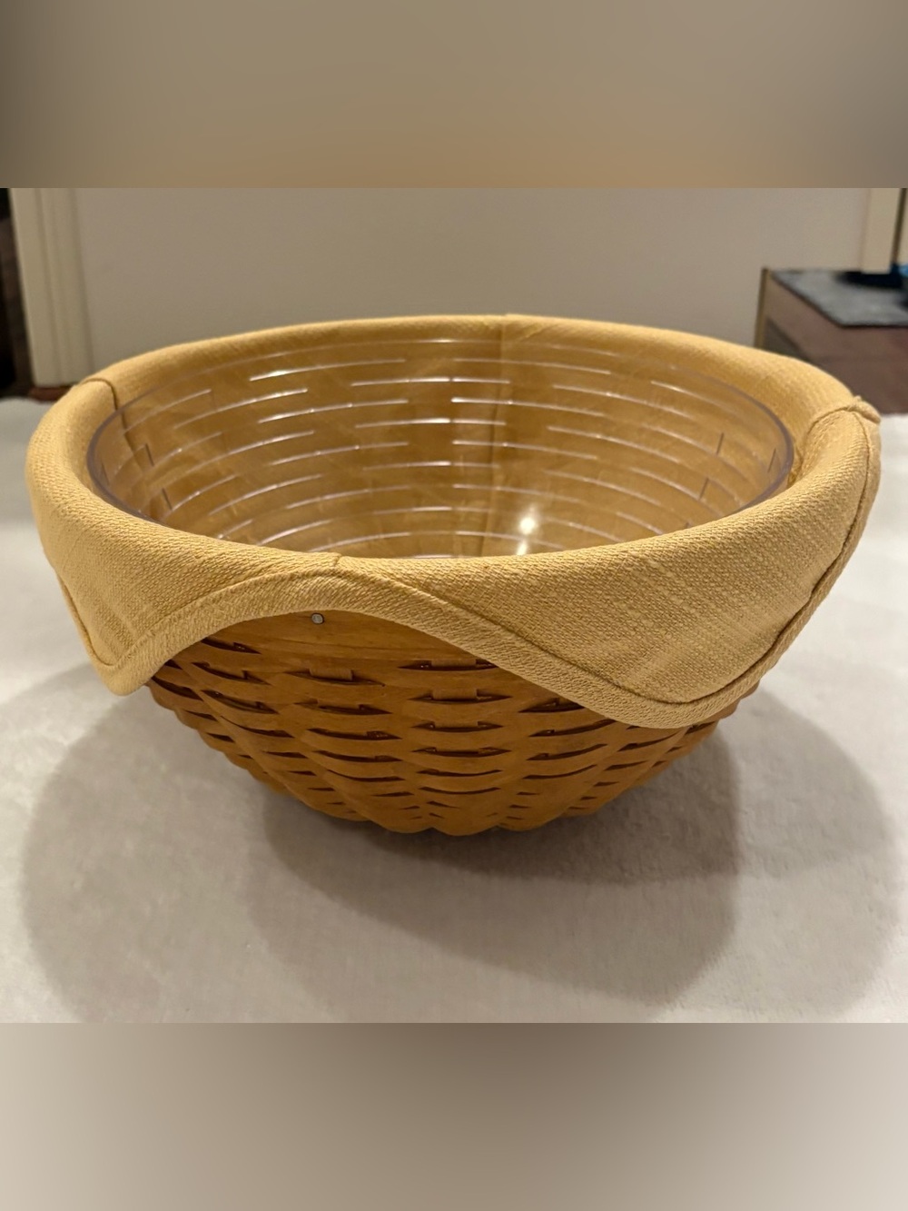 Longaberger Warm Brown Basket with Fabric Liner, Protector and Lid